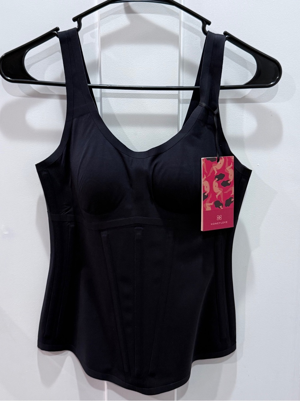 Honeylove Boldness Tank Small Black Shapewear Corset Built-In Wireless Bra NWT